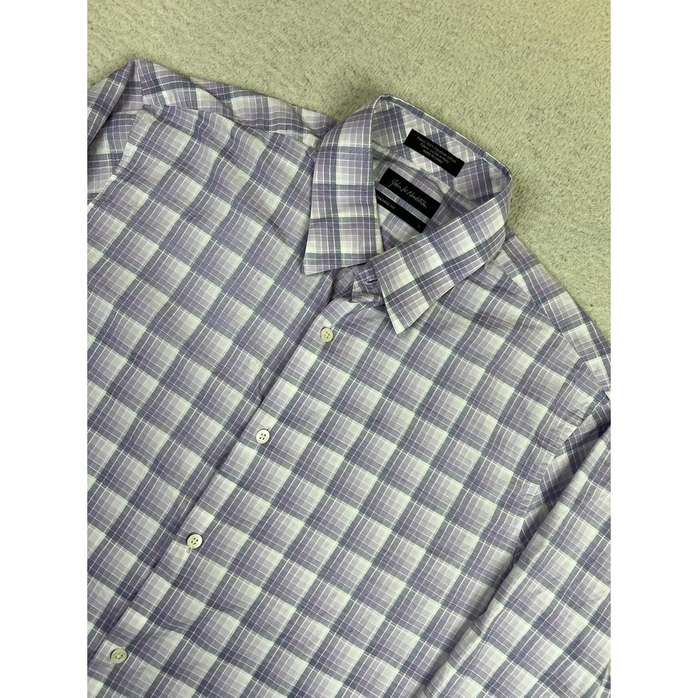 John W. Nordstrom Mens Large Purple Plaid Tailored Fit Cotton IS234561MN